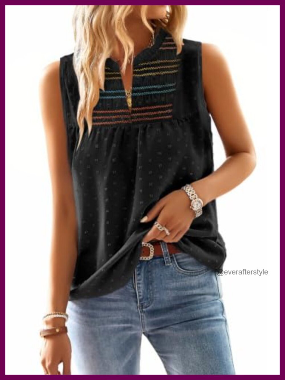 Womens Sleeveless V-Neck Swiss Dot Crochet Lace Tank Top Flowy Casual Blouse